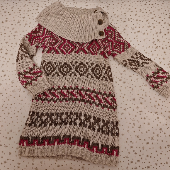 2/30 Gap Girls' Fair Isle Knit Sweater Dress - Picture 8 of 10